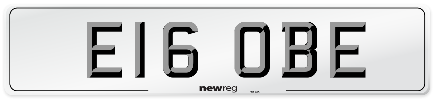 E16 OBE Number Plate from New Reg